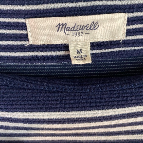Madewell | EUC medium black, navy, and white striped 3/4 length sleeve top - Picture 3 of 6